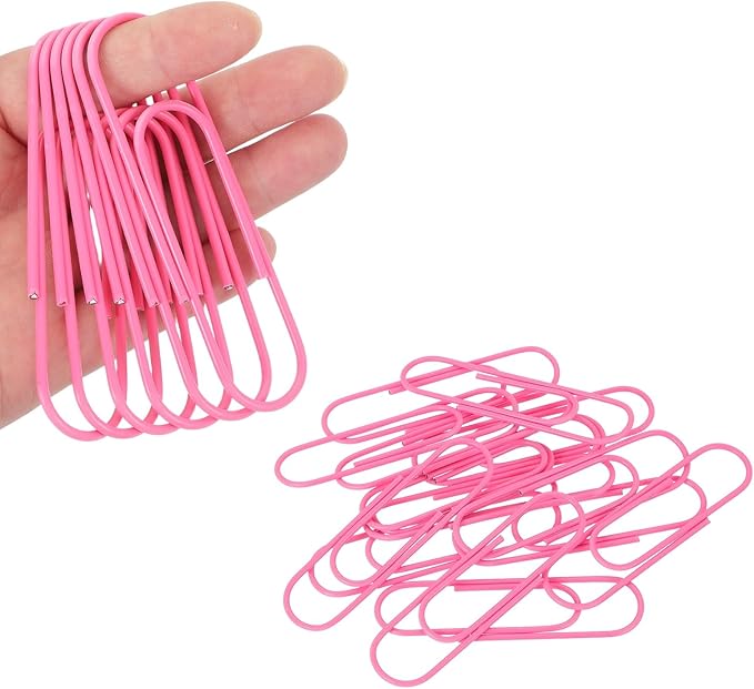 PATIKIL 4 Inch Large Paper Clip, 30PCS Big Paper Clip Extra Large Huge Metal Giant Clips Rust-Proof Strong Durable Bulk Cute for Home Office Accessories Bookmark, Pink