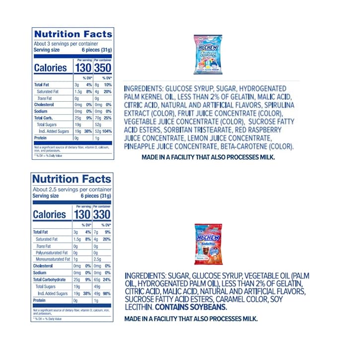 HI-CHEW Variety Mix, Pack of 6 Bags Including Salted Caramel - 15 Flavor Assort Sweet and Sour Chewy Fun Soft Candy Variety Pack - Immensely Juicy Fruity Flavors - Individually Wrapped for Sharing