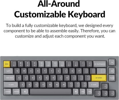 Keychron Q2 Wired Custom Mechanical Keyboard, QMK/VIA Programmable Macro, Full Aluminum, Hot-Swappable Gateron G Pro Brown Switch, 65% Layout Double Gasket Compatible with Mac and Windows - Grey