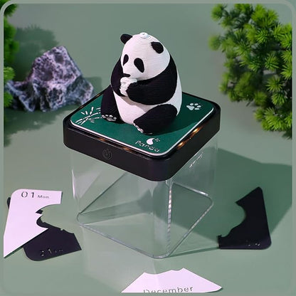 3D Time Piece Calendar 2026 DIY Calendars Tear Away Carving Art 3D Memo Pad Calendar With LED Lights sculpture artsy pads calendar notepad for Desktop Decor-Big Panda