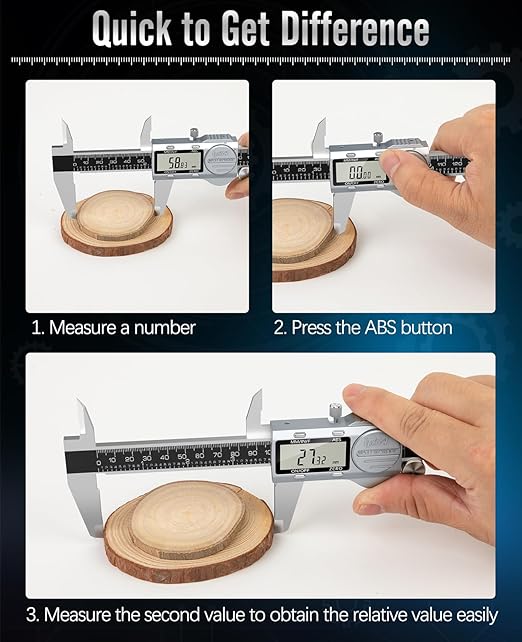 Housolution Digital Caliper 12 Inch, (ABS) Absolute Scale Caliper, IP54 Caliper Measuring Tool, Inch/MM/Fraction, Auto-Off LCD Stainless Steel Waterproof Micrometer Vernier Caliper, Feeler Gauges