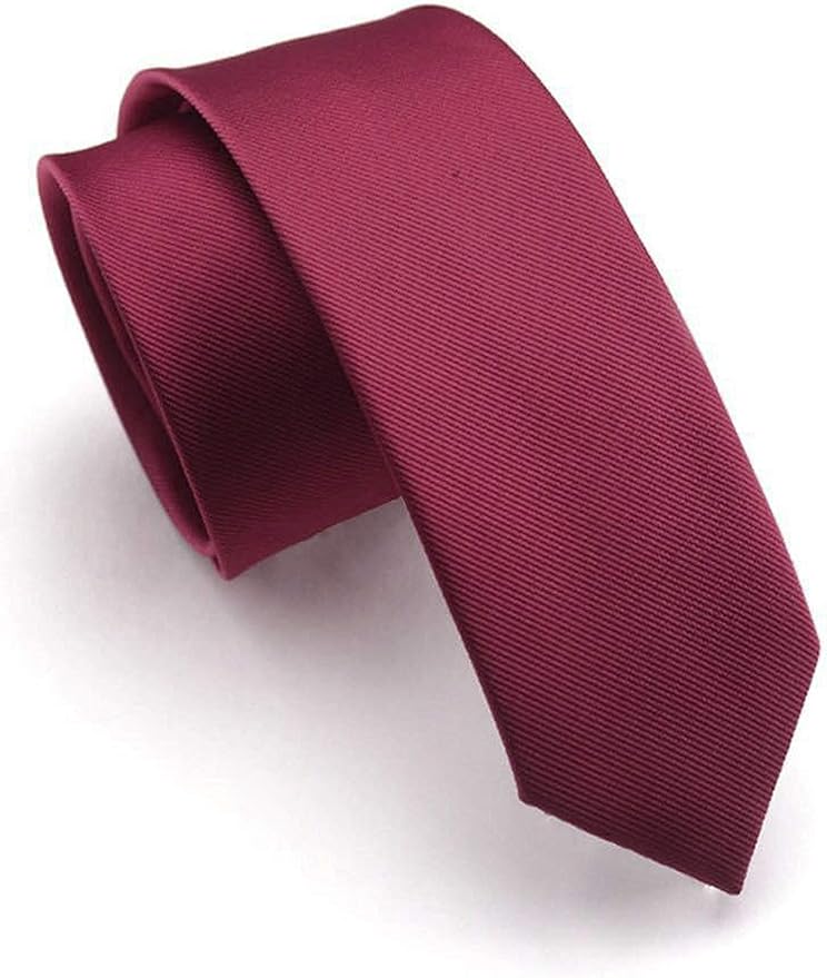 JEMYGINS 2.4" Solid Color Skinny Tie and Pocket Square with Tie Clip Sets for Men (6cm)