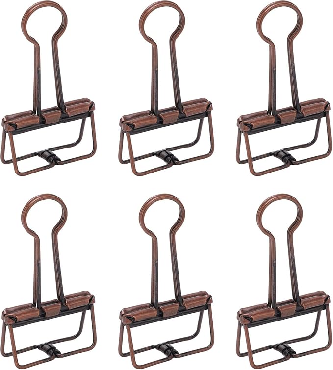 Clips 32mm Metal, 50 Pieces Strong Clamping Force, Hollow Design, Bronze - Assorted Sizes, Medium Shaped Paper Clips, Cute Office and School Supplies (Purple Bronze)
