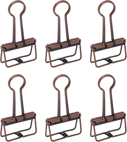 Clips 32mm Metal, 50 Pieces Strong Clamping Force, Hollow Design, Bronze - Assorted Sizes, Medium Shaped Paper Clips, Cute Office and School Supplies (Purple Bronze)
