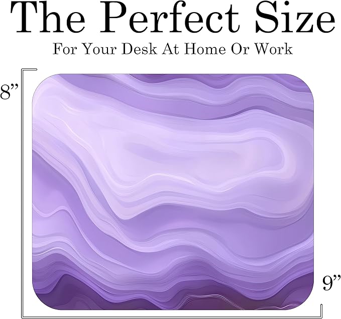 Purple Marble Agate Mouse Pad Mat Mousepad for Desk Computer Laptop PC Gaming Home or Office Gift Marbled Abstract (Light Purple MP30)
