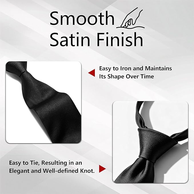 Fineknot Black Ties for Men, Formal Neckties for Men, Solid Color Mens Ties for Business, Wedding, Party, Mens Neck Tie