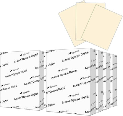 Accent Opaque Cream Printer Paper, 8.5” x 11” 28lb Bond/70lb Text Copy Paper – 2,000 Sheets (8 Reams) – Premium Computer Paper with Smooth Finish – 97 Bright, 104gsm – Warm White Copy Paper – 188176C
