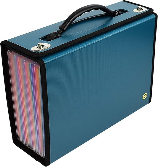 CNK Accordion File Folders with 24 Pockets Organizer for Document Paper Storage Folder Documents Expanding Binder Folio Pocket Receipt Filing Expandable Files Dividers Labels Letter Durable Handle
