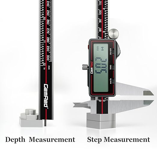 GemRed Wireless Digital Caliper, 300mm Stainless Steel Precision Measuring Tool with Data Output, Inch/MM Conversion, Zero Reset, Auto Off, for DIY, Woodworking, Jewelry Making