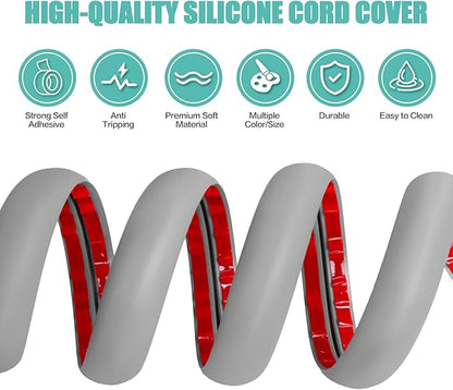 Floor Cord Cover Cavity 0.8"x0.37" Self Adhesive Cord Hider, 10FT Low Profile Cable Management, Extension Strip Protector for Wires, Prevent Cable Trips for Offices, Gyms, Exhibitions（Gray）