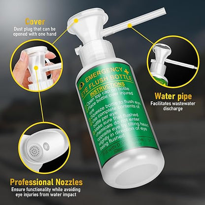 Magula Portable Eye Wash Station OSHA-Approved,BPA Free, Wall-Mounted First aid Eye Wash kit with 17oz Empty Bottles & Mirror,Emergency Eyewash, No Eye Wash Solution 2Pcs