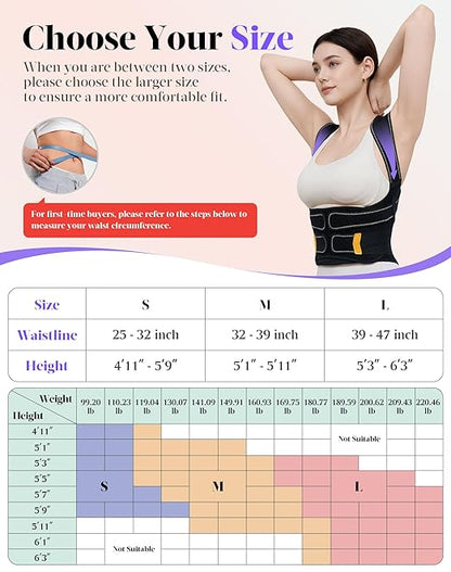Posture Corrector for Women and Men, 5 Full Back Support Brace Rods, Adjustable Shoulder Straightener, Improving Hunchback Posture, Relief for Upper and Lower Back, Lumbar, Neck Pain (Gray, Large)