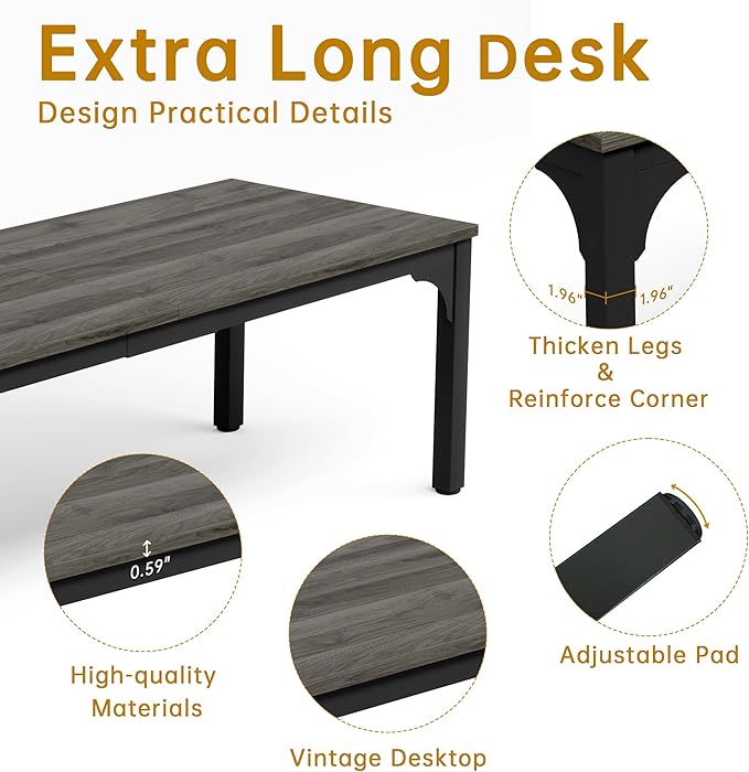 19FT Conference Table, Super Sturdy Large Rectangle Meeting Seminar Table for 22 Person, Long Business Tables, 6 Pcs Grey