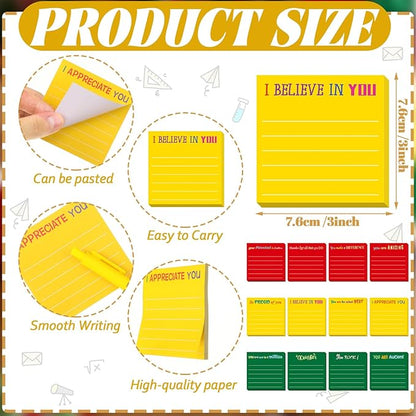 Yinder 24 Pcs Inspirational Sticky Notes Christmas Stocking Stuffers Motivational Sticky Notes Pad Employee Appreciation Gift Bulk for Teacher Nurse Coworker Office 3 x 3'' (Appreciation,Xmas Color)
