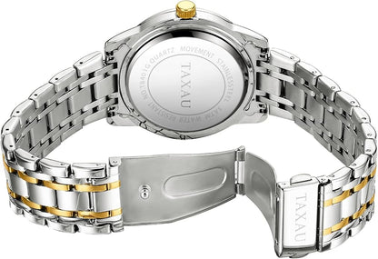 Watch Men Stainless Steel Luxury Diamond Chronograph with Date Business reloj de Hombre