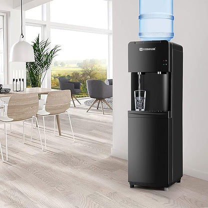 Water Coolers 5 Gallon Top Load,Hot/Cold Water Cooler Dispenser, Innovative Slim Design Energy Saving Freestanding with Child Safety Lock for Home or Office Black