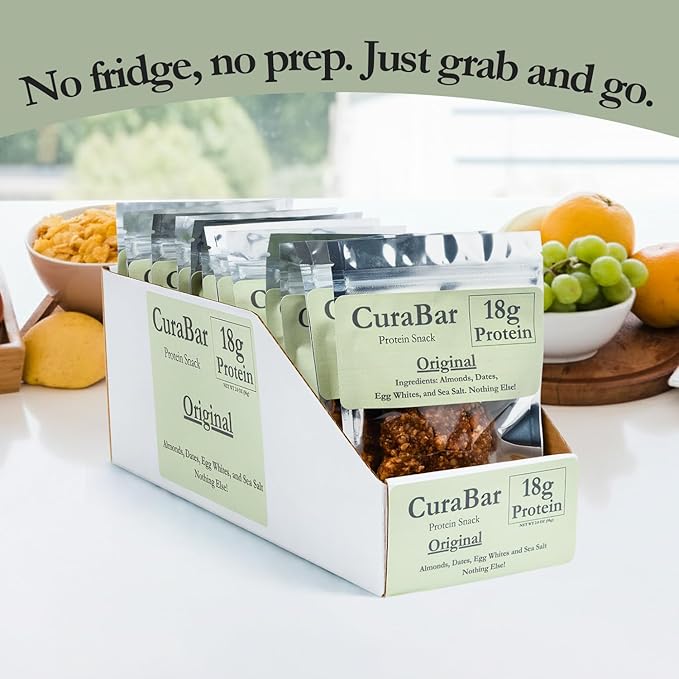CuraBar Protein Bars – Original, 17g Protein, Low Carb, Gluten Free, Dairy Free, Healthy Snack, Seed Oil Free, No Artificial Ingredients, 12 Count
