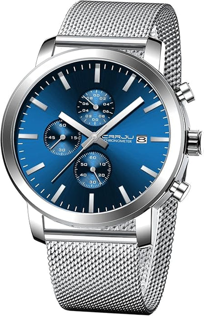 CRRJU Mens Stylish Casual Quartz Watches for Men Luxury Waterproof Calendar Chronograph Japan Movement Wristwatches