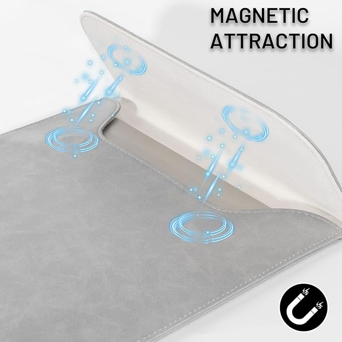 Allinside 15-16 inch Laptop Sleeve Case Compatible with MacBook Air 15 2023-2025/MacBook Pro 16 2021-2024, Waterproof PU Leather Laptop Sleeve Bag Protective Vertical Case Cover, Gray