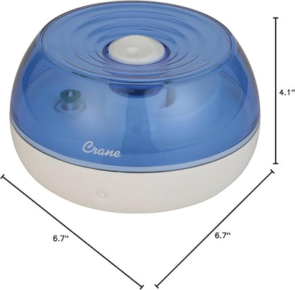 Crane Personal Ultrasonic Cool Mist Humidifier, for Home Bedroom Hotels Travel and Office, 0.2 Gallon, Filter Free, Blue and White (Pack of 2)