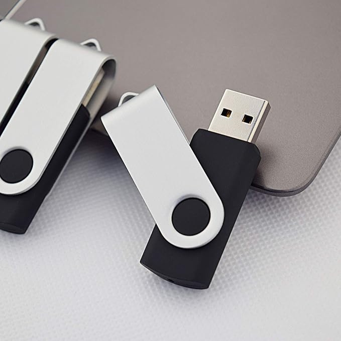 KOOTION 20pcs 1GB USB Flash Drives Bulk Flash Drives 1G Memory Stick Swivel Thumb Drives 2.0, Black, 20 Pack