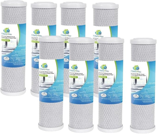 Replacement GE GXWH04F Activated Carbon Block Filter - Universal 10 inch Filter for GE HOUSEHOLD PRE-FILTRATION SYSTEM (Pack of 8)