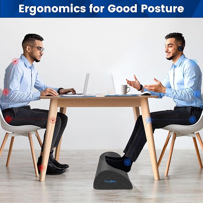 CloudBliss Foot Rest for Under Desk at Work,Office Desk Accessories with Soft Foam and Washable Removable Cover, Foot Stool for Office, Car, Home to Foot Support and Relax Ankles, Gray