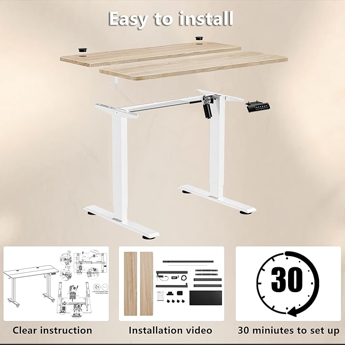 Himimi Electric Standing Desk Adjustable Height,63 x 24 inch Sit Stand up Adjustable Desk with Memory Presets,Portable Computer Desk for Gaming/Working,Free Hook, Lockable Wheels,Mouse Pad,Oak