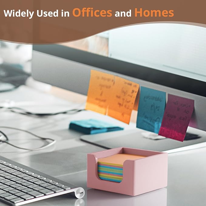Sticky Note Holder, Post It Note Dispenser for Office Desk Accessories, Self Stick Note Pad Holder, Memo Pad Holder Dispenser Organizer for School Office Desk Supplies, Pink