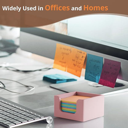 Sticky Note Holder, Post It Note Dispenser for Office Desk Accessories, Self Stick Note Pad Holder, Memo Pad Holder Dispenser Organizer for School Office Desk Supplies, Pink
