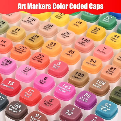 Taotree Alcohol Markers 80 Colors with Case & Holders, Dual Tips Art Coloring Markers Pens Set, Chisel & Fine Sketch Pens Art Supplies for Artist Kids Adult Coloring Book Drawing, Painting, Sketching