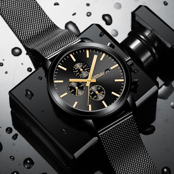 CRRJU Mens Stylish Casual Quartz Watches for Men Luxury Waterproof Calendar Chronograph Japan Movement Wristwatches