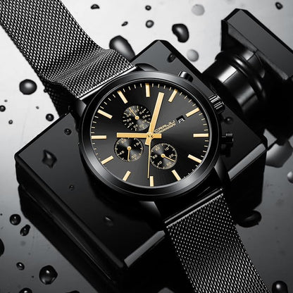 CRRJU Mens Stylish Casual Quartz Watches for Men Luxury Waterproof Calendar Chronograph Japan Movement Wristwatches