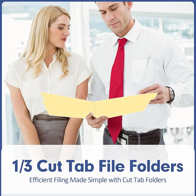 File Folder, PANDRI 220 Pack File Folder, 1/3 Cut Tab, Letter Size, Filing Folder for Office School Business, Manila