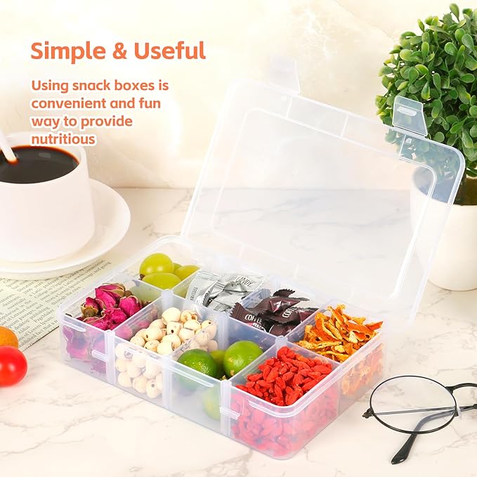 AQSXO 16 Pcs Snack Box Container, 8 Compartments Snack Containers Reusable Meal Prep Lunch Containers.