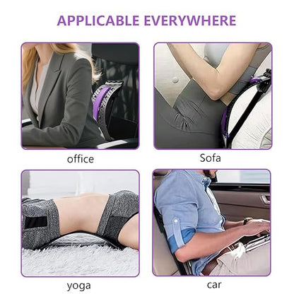 Lumbar Support Board & Back Stretcher - 4-Level Adjustable Cracker for Lower Back Pain Relief, Home Office Use (Purple)
