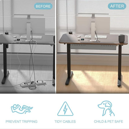 Standing Desk with Cable Management Tray, 55"x24" Electric Height Adjustable Sit Stand Desk, Memory Presets, Anti-Collision, Workstation for Home Office, Walnut Top Black Frame