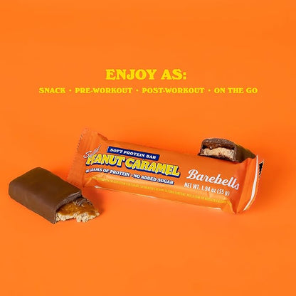 Barebells Soft Protein Bars, Salted Peanut Caramel - 12 Count, 16g High Protein Treats - Chocolate Nutrition Bar with 1g Total Sugars - On The Go Breakfast or Post-Workout Snack