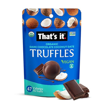 That’s it. Coconut Truffles 3 Pack (3.4 oz Each) | Organic Dark Chocolate Covered Coconut Bites | Plant-Based, Vegan Snack