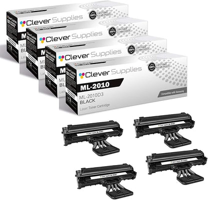 CS Replacement Toner Cartridge Compatible with Samsung ML-2010 ML-2010D3 Black ML Printers ML-2010 ML-2510 ML-2570 ML-2571N Toner Cartridge 4 Pack