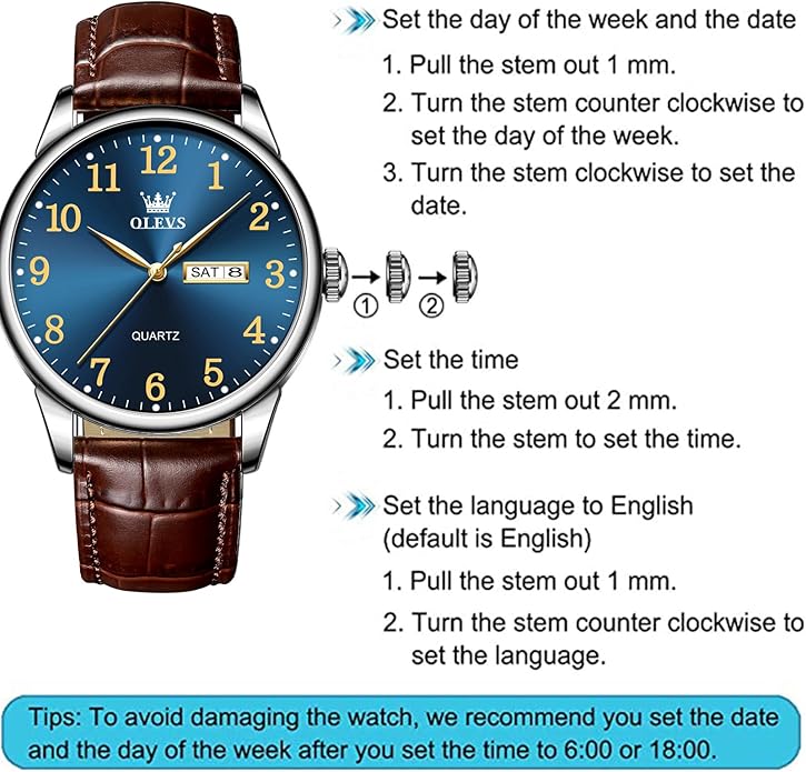 OLEVS Watch Men Mens Watches Watches for Men Leather Band Classic Brown Leather Watch Men, Analog Watch Men, Black Mens Leather Watch, Dress Waterproof Large Face Mens Watch,Relojes para Hombres Watch