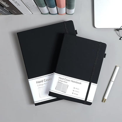 CAGIE Journal Notebook for Men Women 320 Pages Journaling Notebooks Leather Journals for Writing Hardcover for Work Diary Lined A5, Black