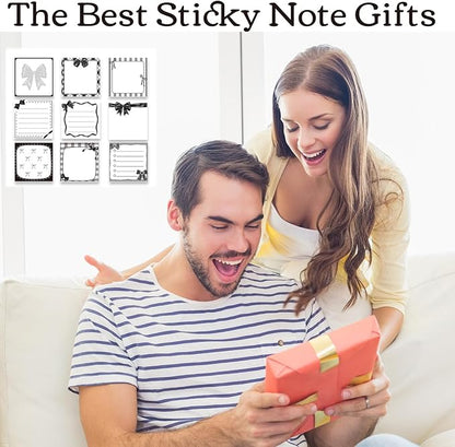 Black Bow Sticky Notes Gifts - 9 Pack Black Bow Sticky Notepads 3x3 Inch, Cute Bowknot Self-Adhesive Memo Pad Gifts for Girls Women, Gothic Office School Supplies (450 Sheets)