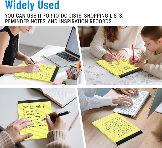 12pcs Legal Pads 8.5 x 11, Notepads 8.5 x 11 College Ruled Notebook, Writing Pads of Paper,Yellow Note Pads, Memo Pad Papers Perforate Legal Notepads Narrow Ruled Line,30 Sheets/Pack