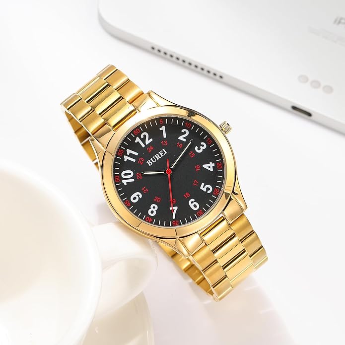 BUREI Men Watches Fashion Analog Stainless Steel Quartz Waterproof Watches,Gift for Men.