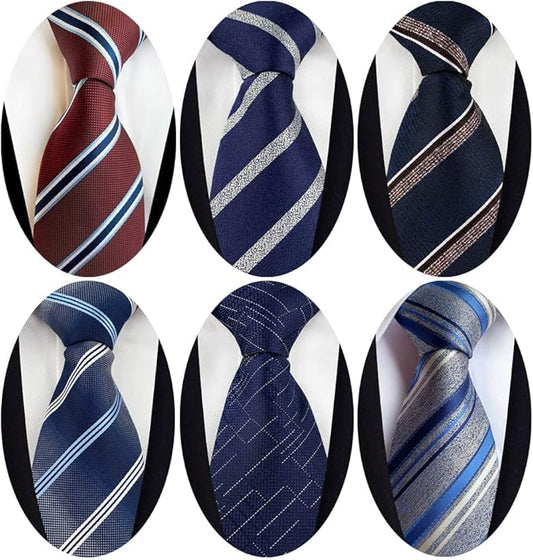 Adulove Men's Necktie Classic Silk Tie Woven Jacquard Neck Ties 6 PCS