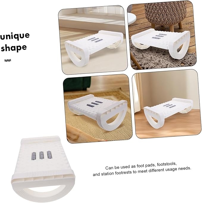 Anti-Slip Office Foot Rest Under Desk Raised Footstool with Rocking Motion Stable Non-deformable Footrest for Work and Home Space-Saving Foot Support Stool in White