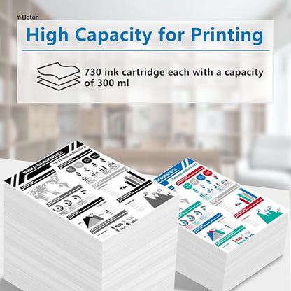 730 Ink Cartridges P2V68A P2V69A P2V70A P2V71A P2V72A P2V73A Replacement for HP 730 Ink Cartridge for DesignJet T1600 T1700 T2600 Printer Ink (6-Pack 300ml)