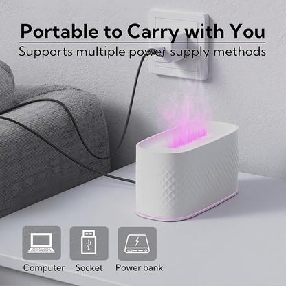 Flame Diffuser Humidifier for Essential Oils - Fire Ultrasonic Aroma Diffusers, USB Personal Desktop Quiet Cool Mist Small Humidifier with Auto-Off for Home Office Bedroom (Volcano)