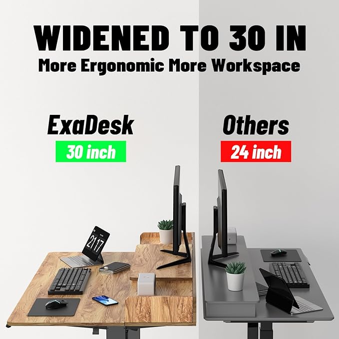 48 x 30 Inch Standing Desk with 2 Drawers, Adjustable Height Widened Stand Up Desk with Storage, Sit to Stand Ergonomic Workstation for Home Office, Light Rustic
